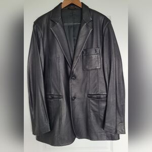 SERAPHINE Black Leather Jacket Blazer